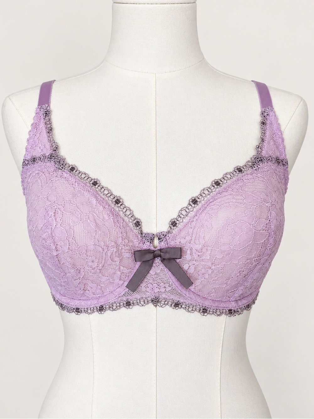 Victoria's Secret Lavender Lace Unlined Underwire Bra with Dark Bow